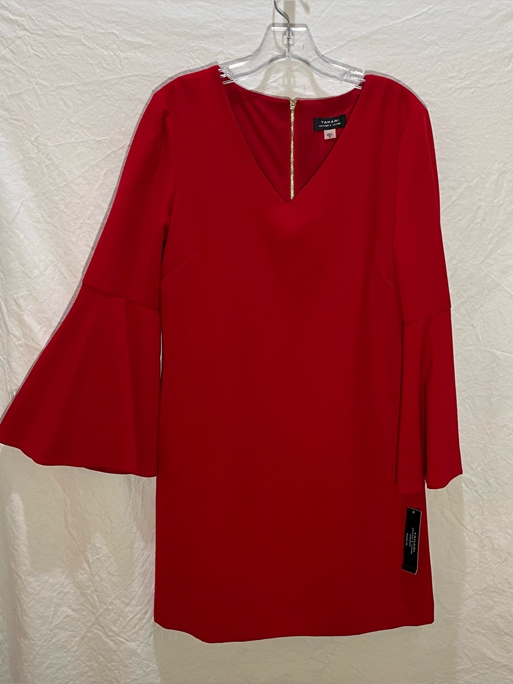 Tahari Arthur S. Levine Red Bell Sleeve Shift Dress Size 10 NWT